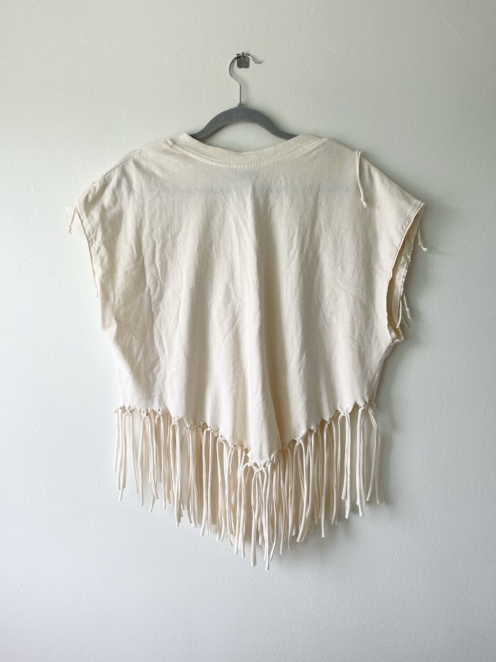 Fringe V-Neck Vintage Western Boho Festival Top in Cream - Picture 3 of 10